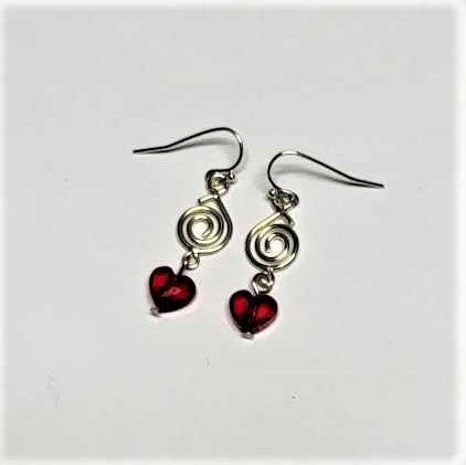 Earrings, Heart Drops