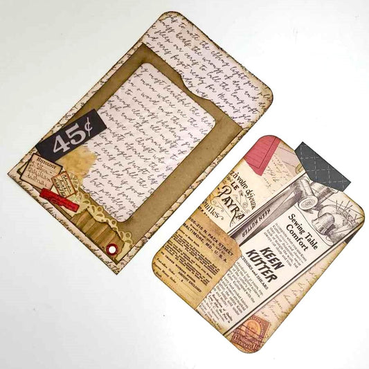 Junk Journaling Ephemera, Coffee-Dyed Window Pocket