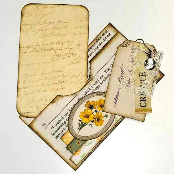 Junk Journaling Ephemera, Book Page Side Pocket Paperclip