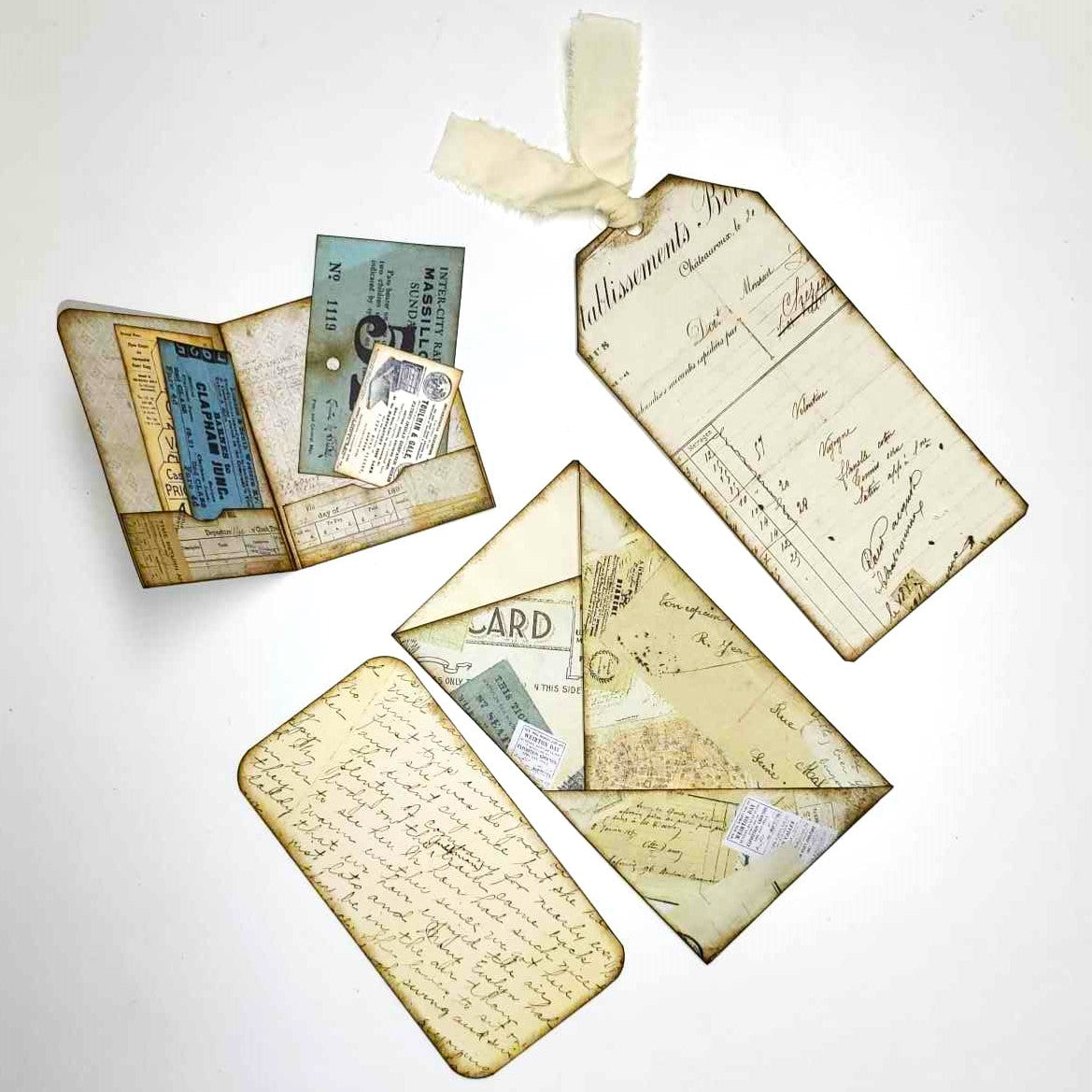 Junk Journaling Ephemera, Three Pocket Tri-Fold