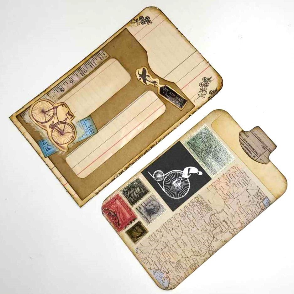 Junk Journaling Ephemera, Coffee-Dyed Window Pocket