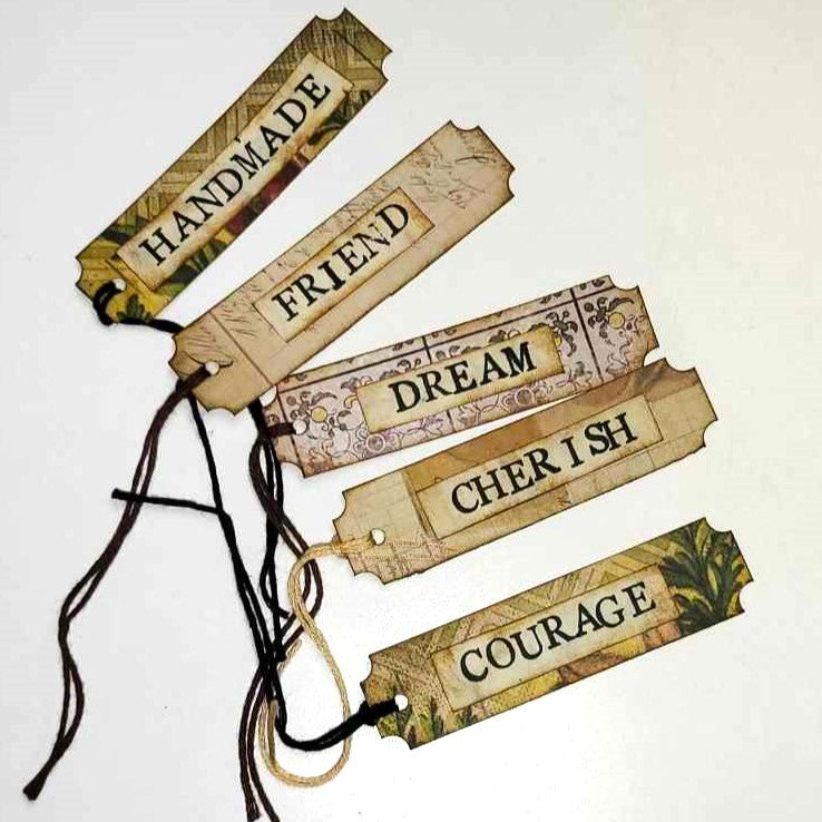 Junk Journaling Ephemera, Slim Vertical Word Tag