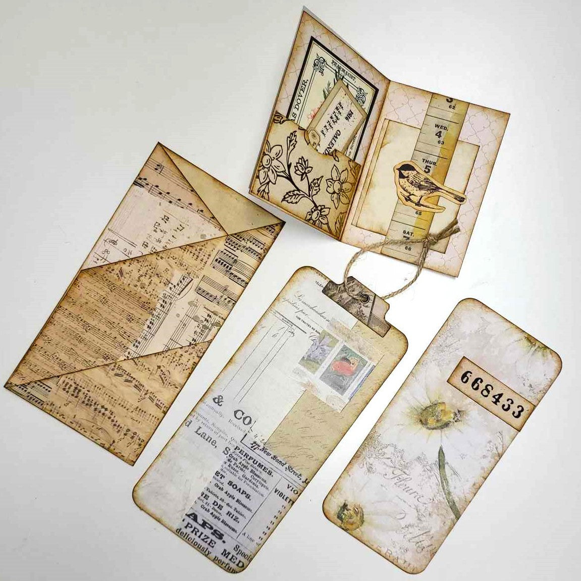 Junk Journaling Ephemera, Three Pocket Tri-Fold