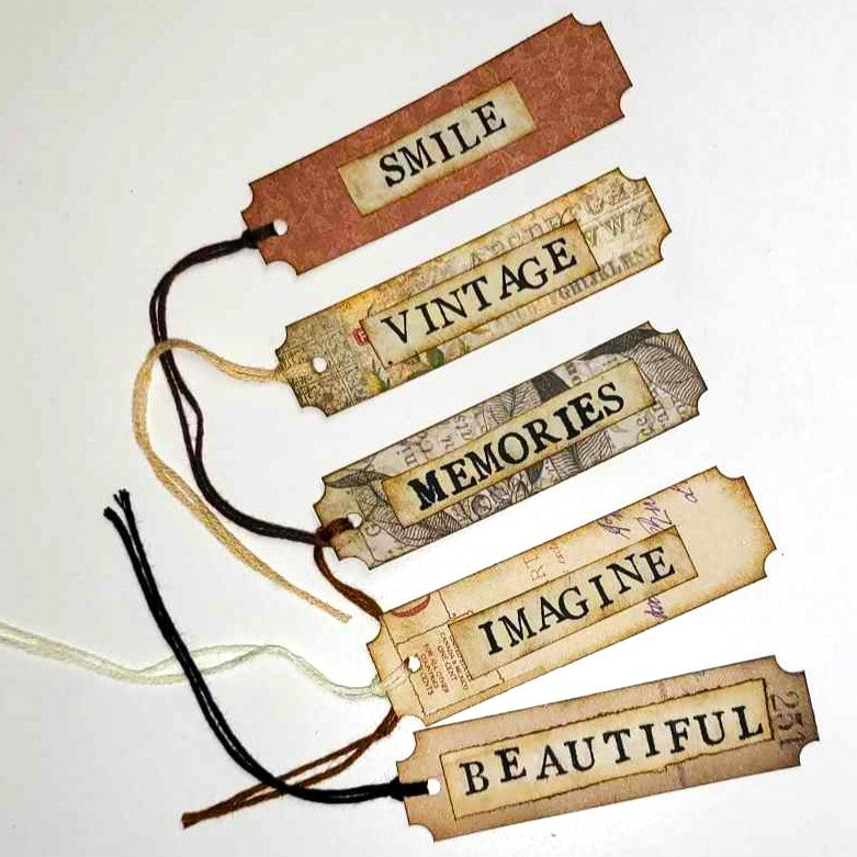 Junk Journaling Ephemera, Slim Vertical Word Tag