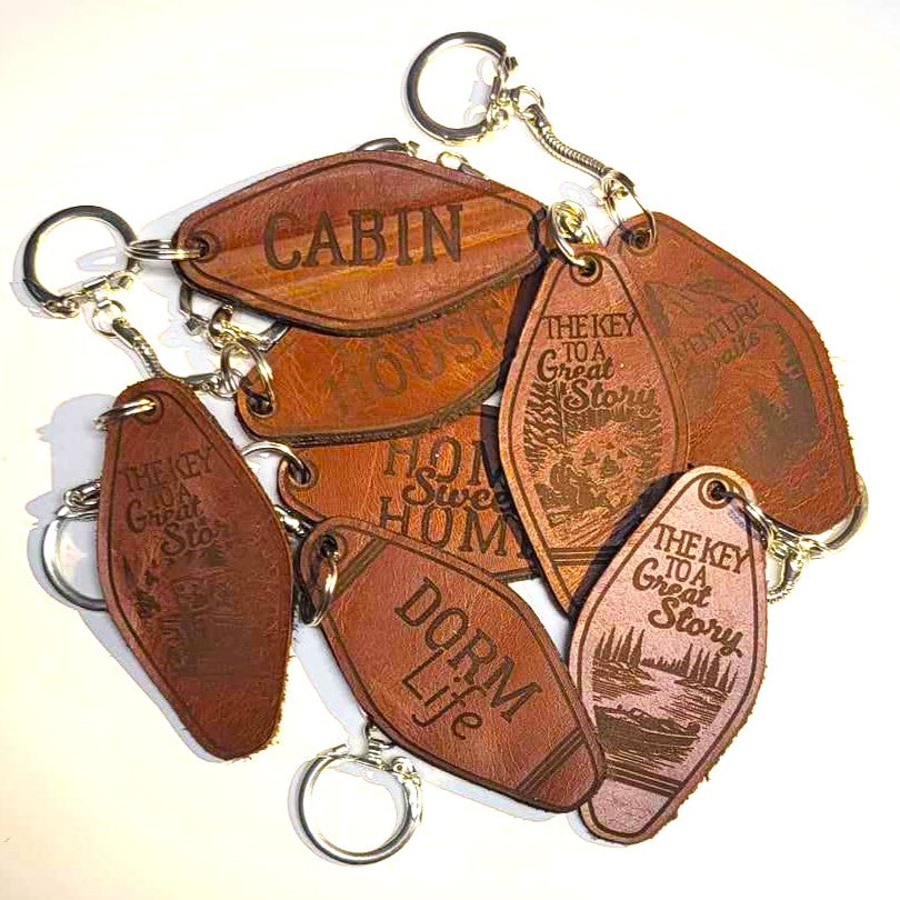Engraved Leather Key Ring