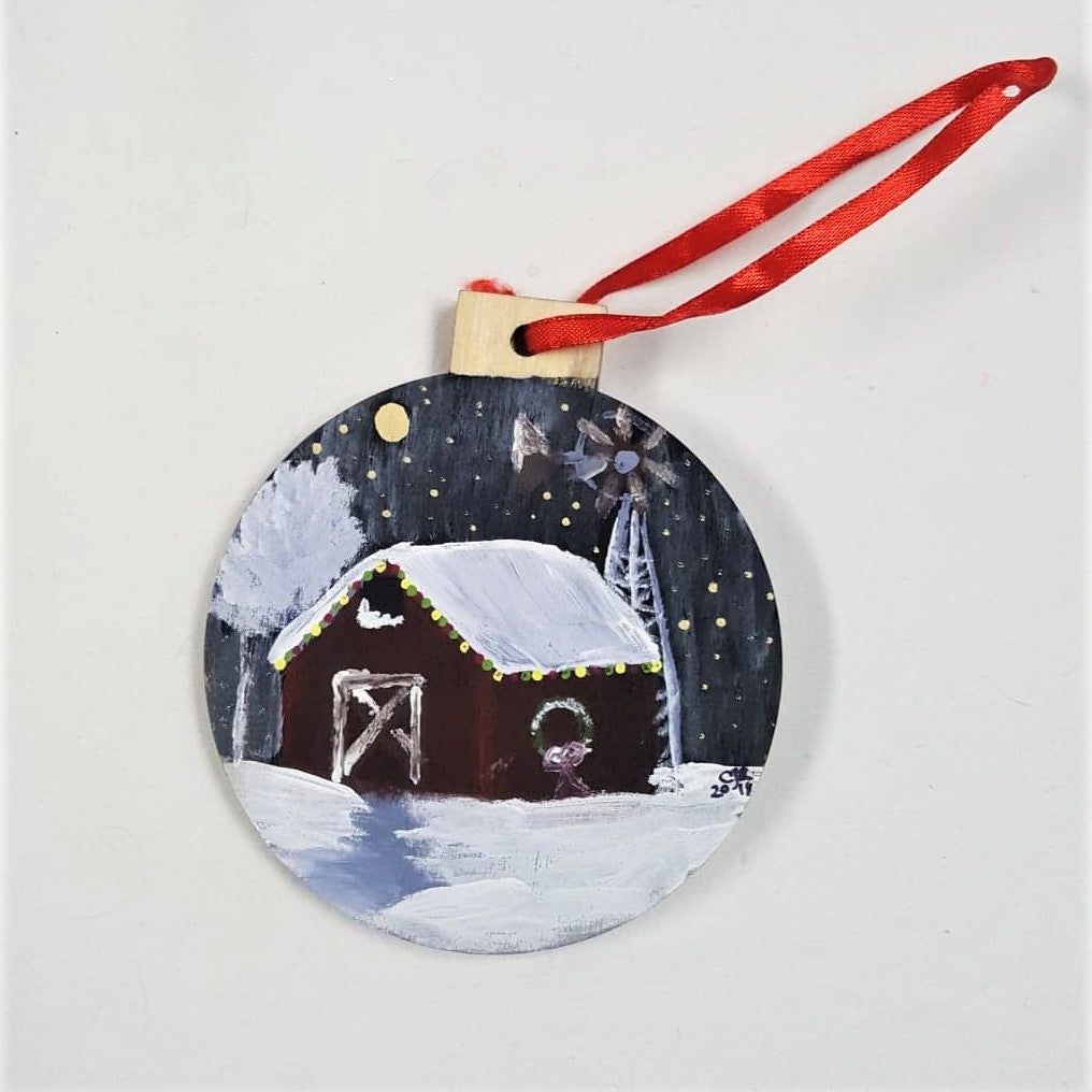 Holiday Ornament, handpainted wood