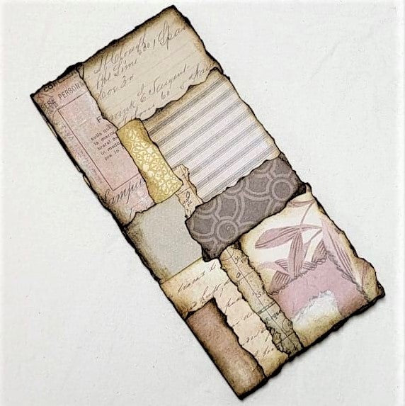 Junk Journaling Ephemera, Collaged Wrap-Around Side Tuck