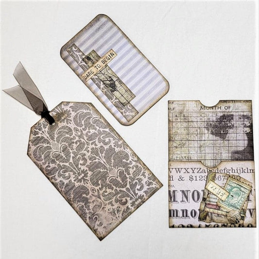 Junk Journaling Ephemera, Two Pocket Fold-Up