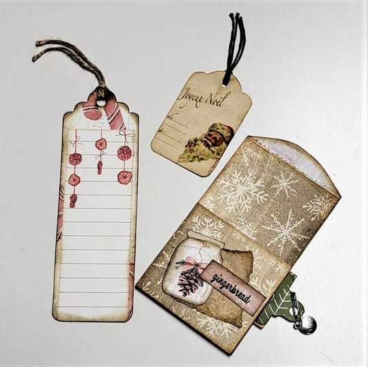 Christmas Junk Journaling Ephemera, Hidden Paperclip Side Slide