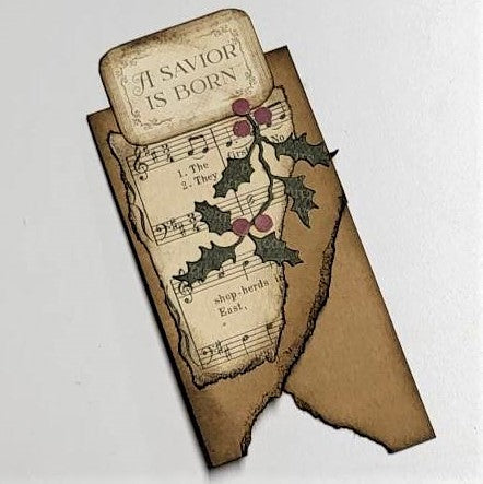 Christmas Junk Journaling Ephemera, Fold-Over Tag