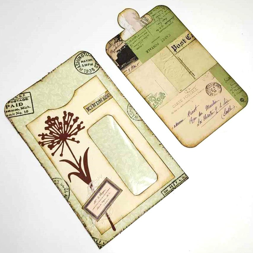 Junk Journaling Ephemera, Coffee-Dyed Window Pocket