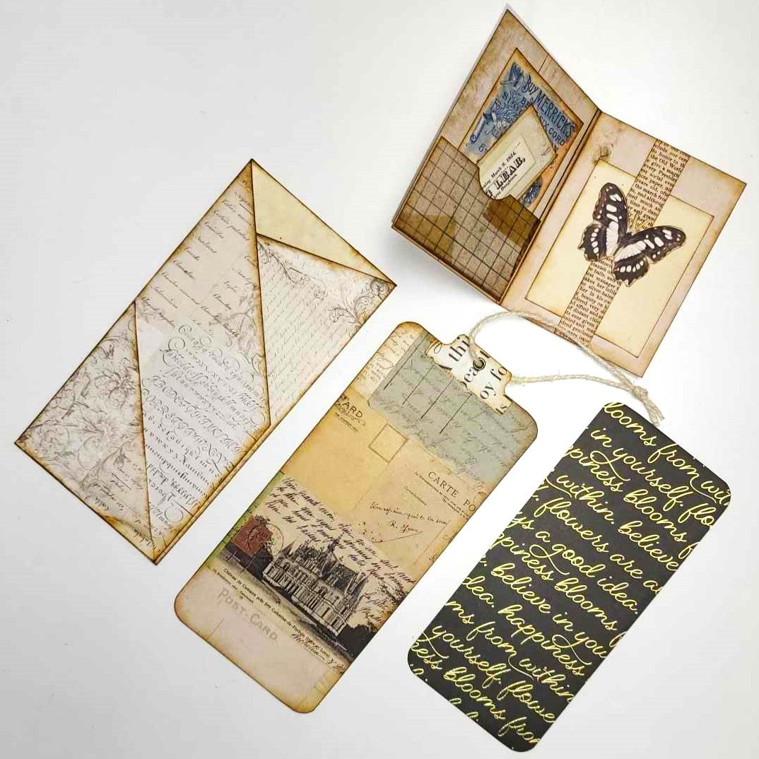 Junk Journaling Ephemera, Three Pocket Tri-Fold