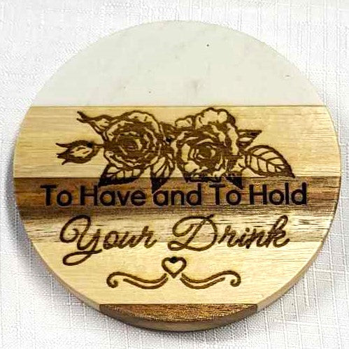 Marble & Wood Engraved Coaster - NEW!