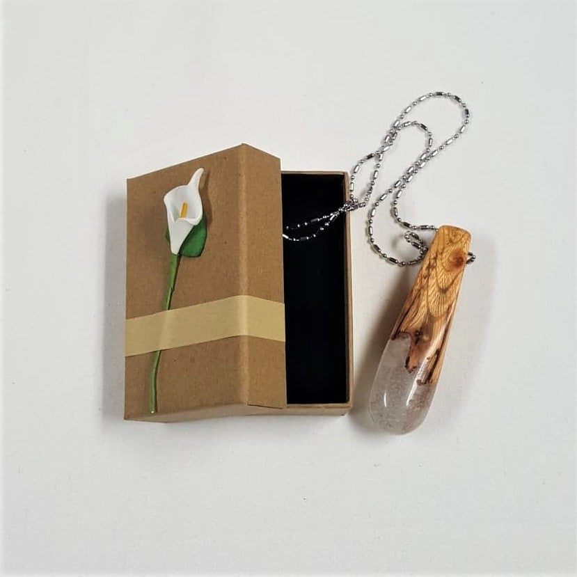 Pendant, wood and resin