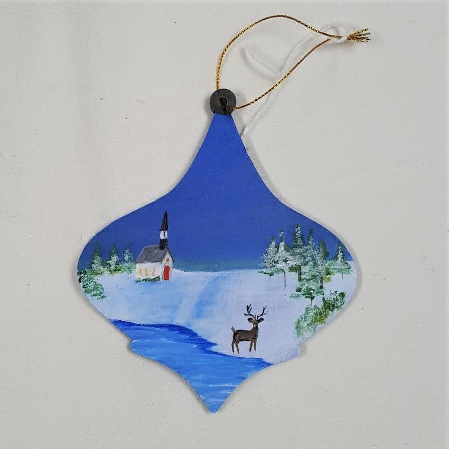 Holiday Ornament, handpainted wood