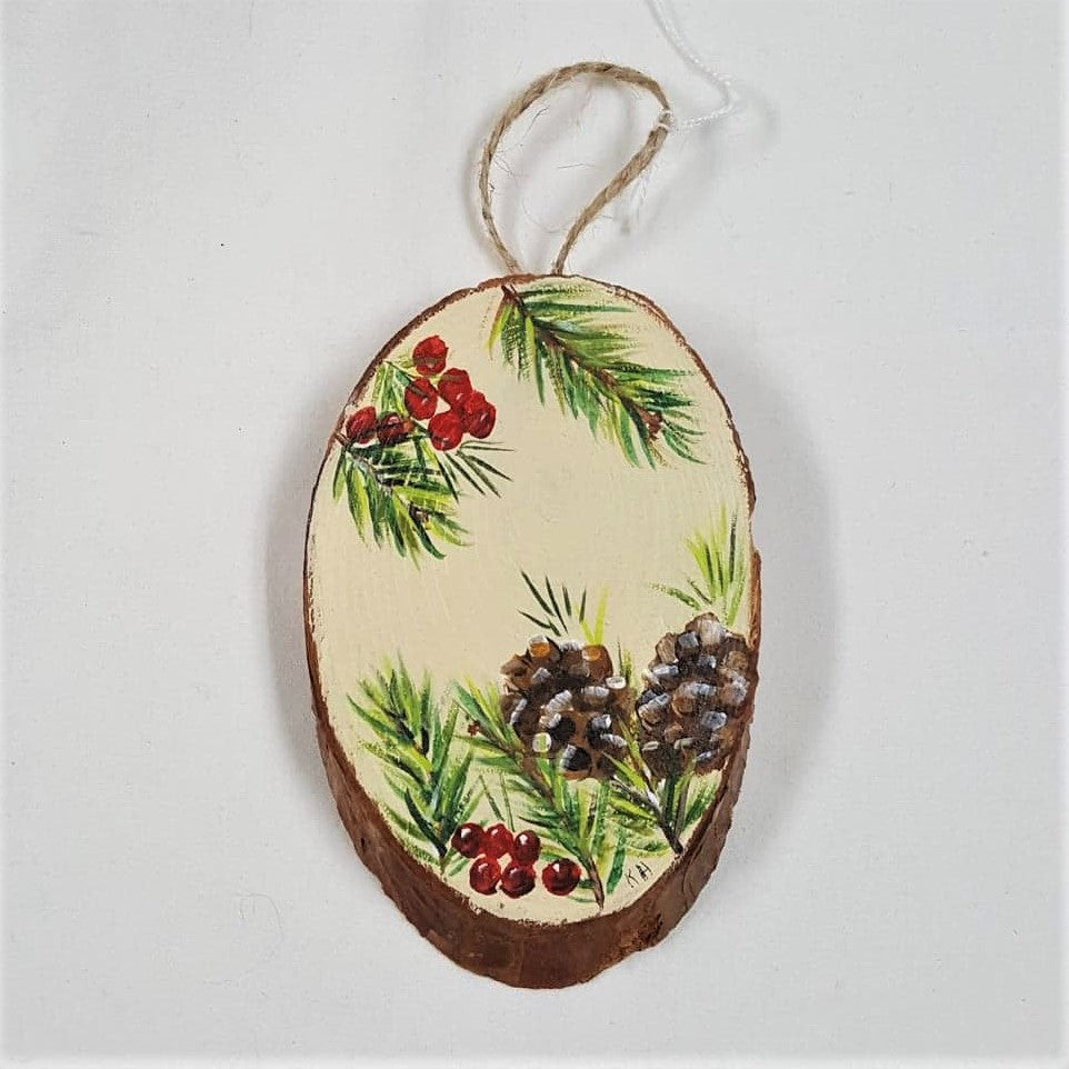 Holiday Ornament, handpainted wood