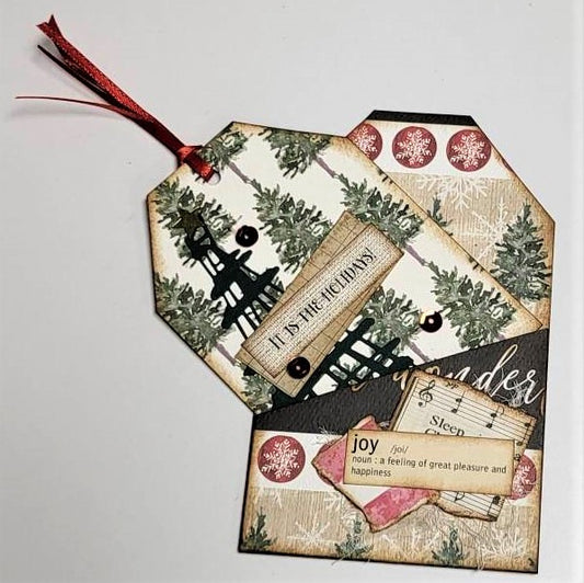 Christmas Junk Journal Ephemera, Mini Pocket Tag