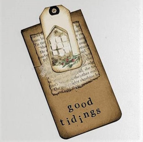 Christmas Junk Journal Ephemera, Fold-Over Tag